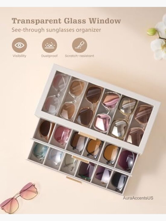 Sunglasses Storage Box with Clear Top Display Holder Case main image 4